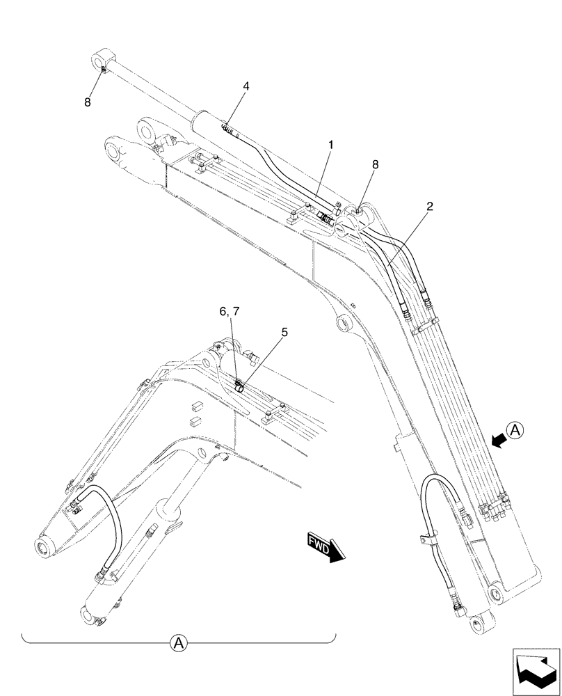 Схема запчастей Case CX50B - (03-008) - HYD LINES, CYLINDER, BOOM (35) - HYDRAULIC SYSTEMS