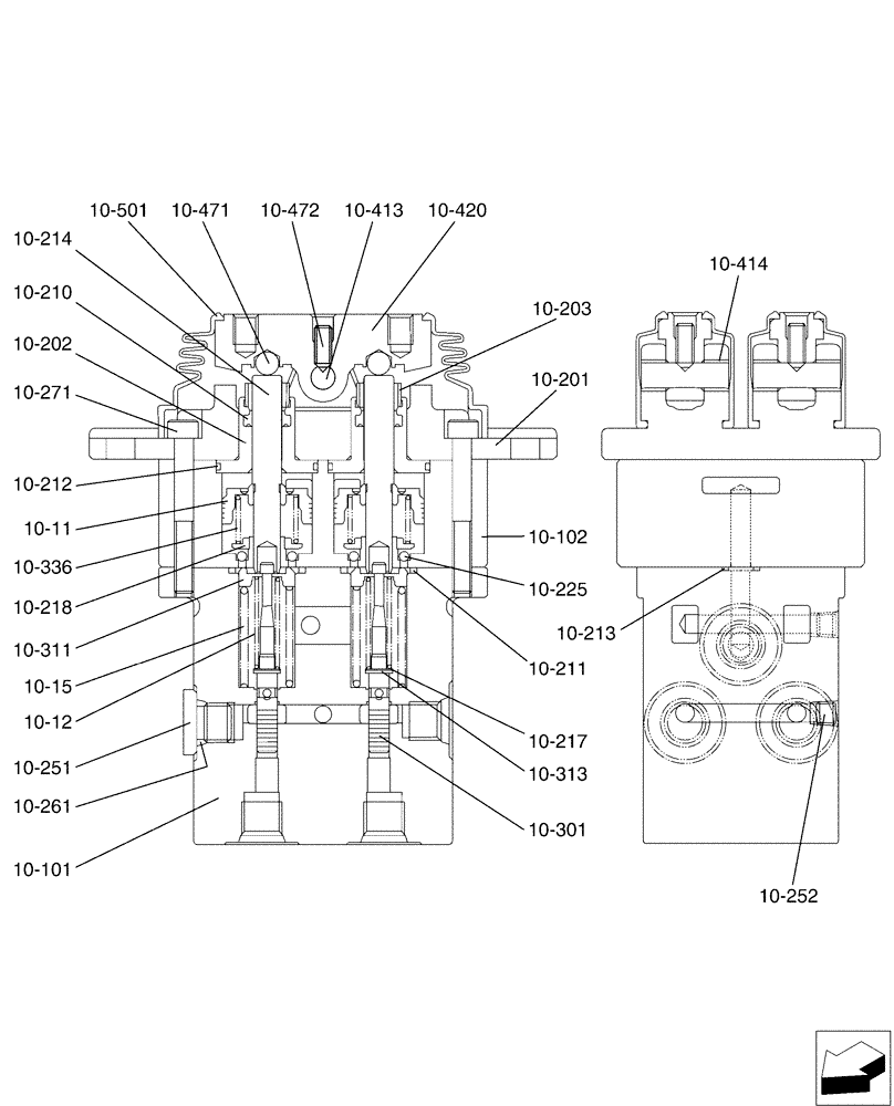 Схема запчастей Case CX50B - (05-001[02]) - CONTROL LINES, PROPEL, ALARM (35) - HYDRAULIC SYSTEMS