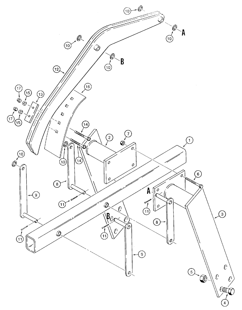 Схема запчастей Case 960 - (09-35) - MOUNTING BOOM, CRUMBER AND CHAIN GUARD (09) - CHASSIS