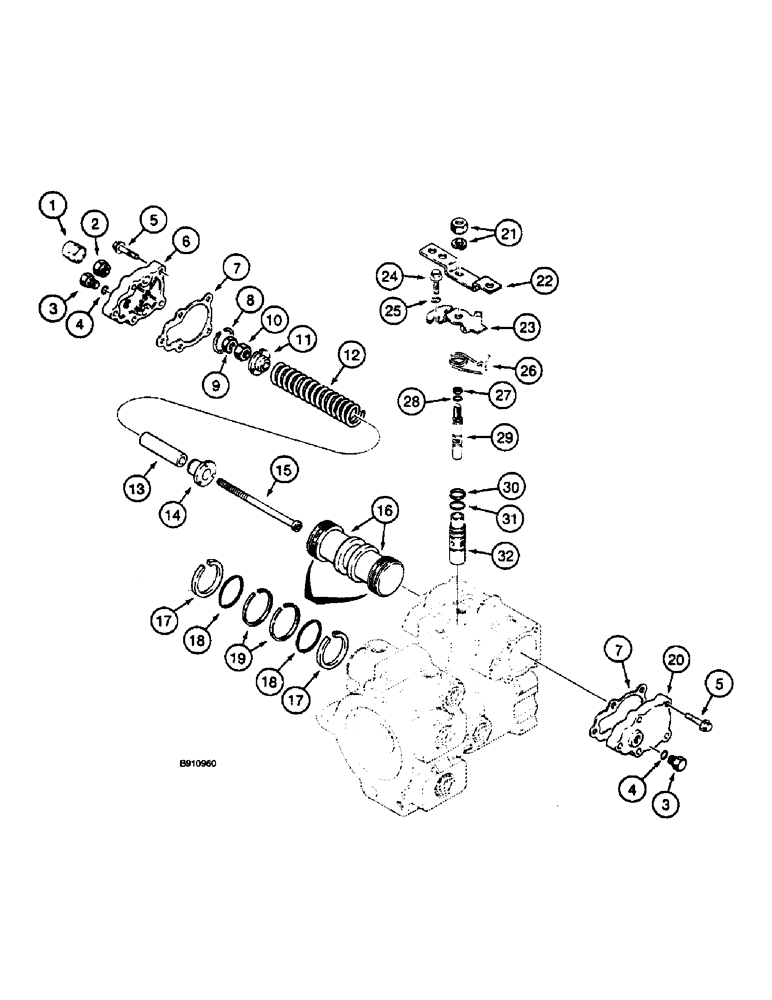 Схема запчастей Case 660 - (6-18) - TANDEM PUMP - H673751, REAR DRIVE PUMP, NEUTRAL START AND SERVO (06) - POWER TRAIN