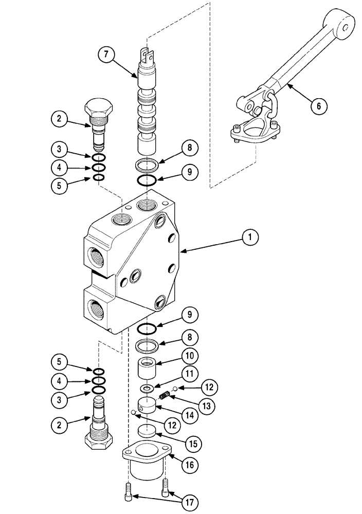 Схема запчастей Case 6010 - (08-18) - VALVE SECTION - AUXILIARY HYDRAULICS (35) - HYDRAULIC SYSTEMS