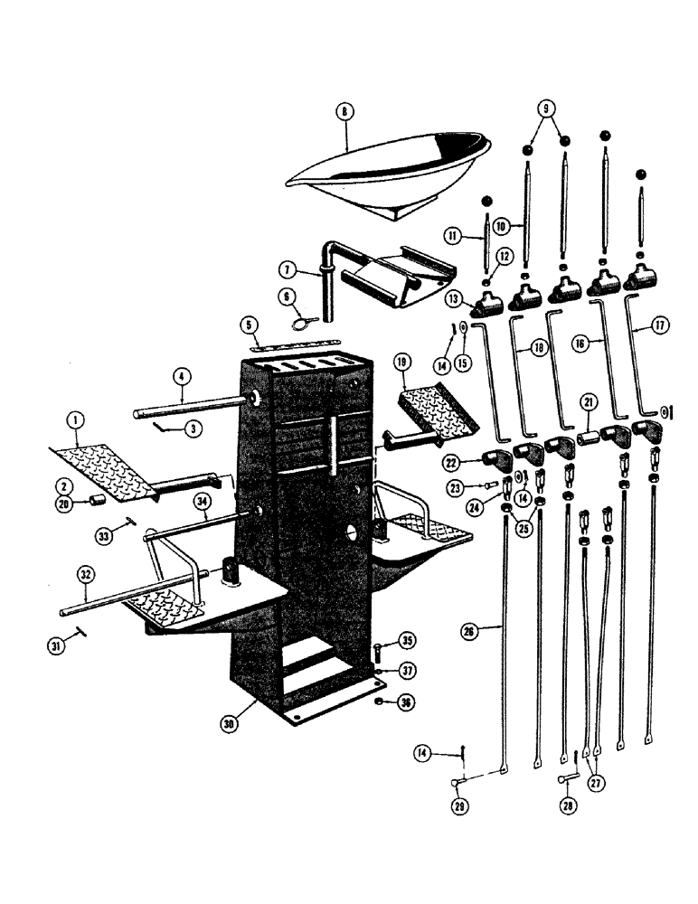 Схема запчастей Case 32 - (06) - BACKHOE CONTROL LEVERS AND LINKAGE 