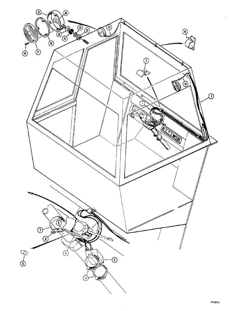 Схема запчастей Case W20 - (253A) - CAB WITH TURN SIGNAL AND FLASHER LIGHTS USED ON TRACTOR S.N. 9115403 AND AFTER (09) - CHASSIS
