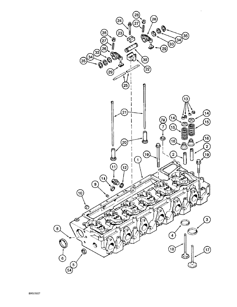 Схема запчастей Case 821B - (2-32) - CYLINDER HEAD AND VALVE MECHANISM, 6T-830 ENGINE, PRIOR TO P.I.N. JEE0050601 (02) - ENGINE