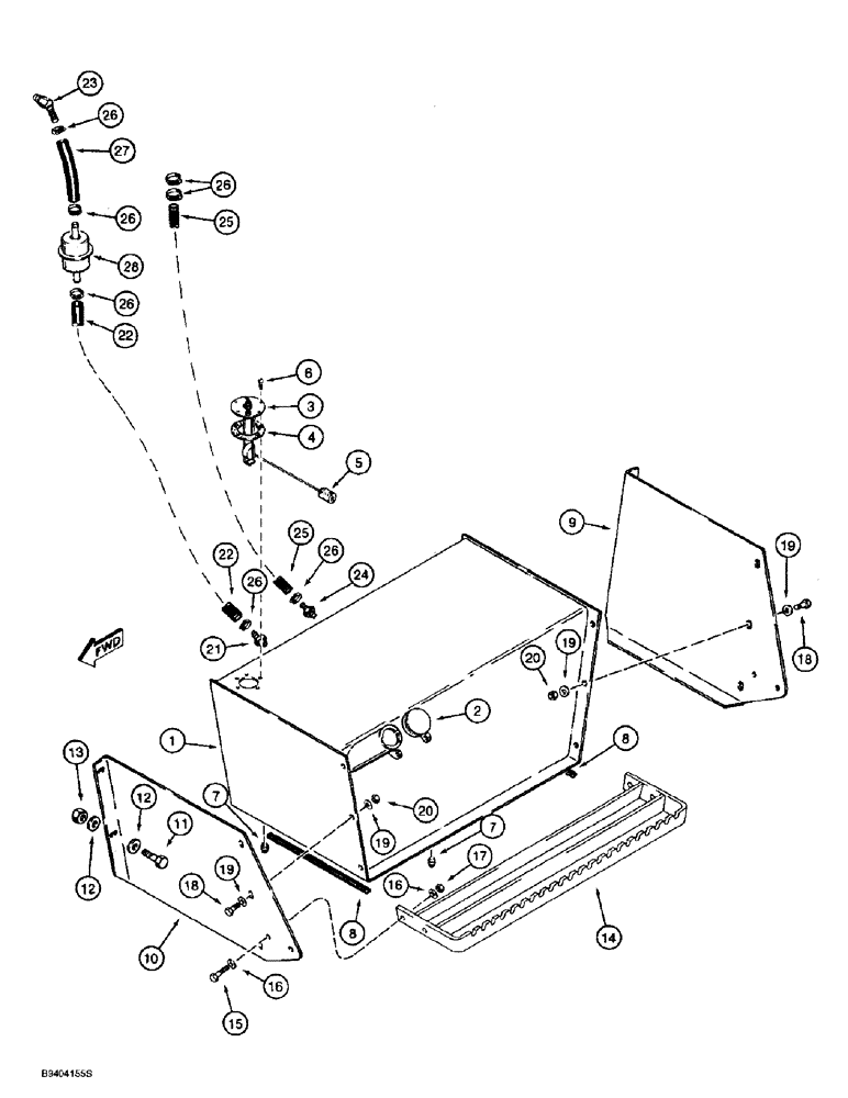 Схема запчастей Case 860 - (3-02) - FUEL TANK AND LINES USED ON MODELS WITH 4T-390 ENGINE (03) - FUEL SYSTEM