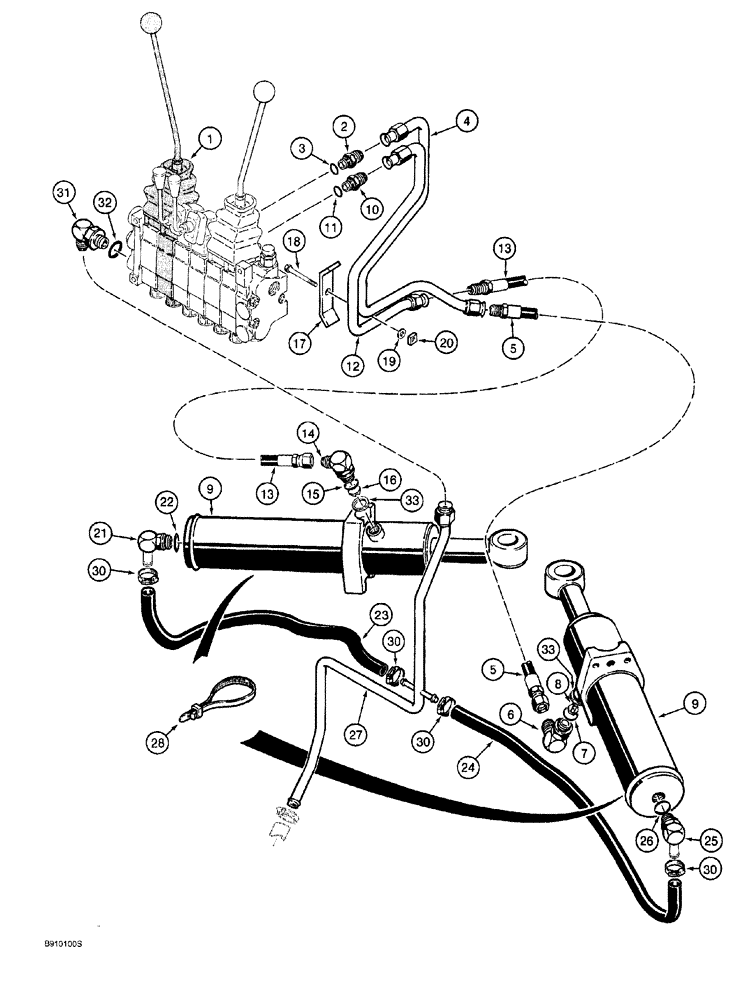 Схема запчастей Case 760 - (08-046) - BACKHOE SWING CYLINDER HYDRAULIC CIRCUIT, WITH HOSE AT SWING CYLINDER CLOSED END (35) - HYDRAULIC SYSTEMS