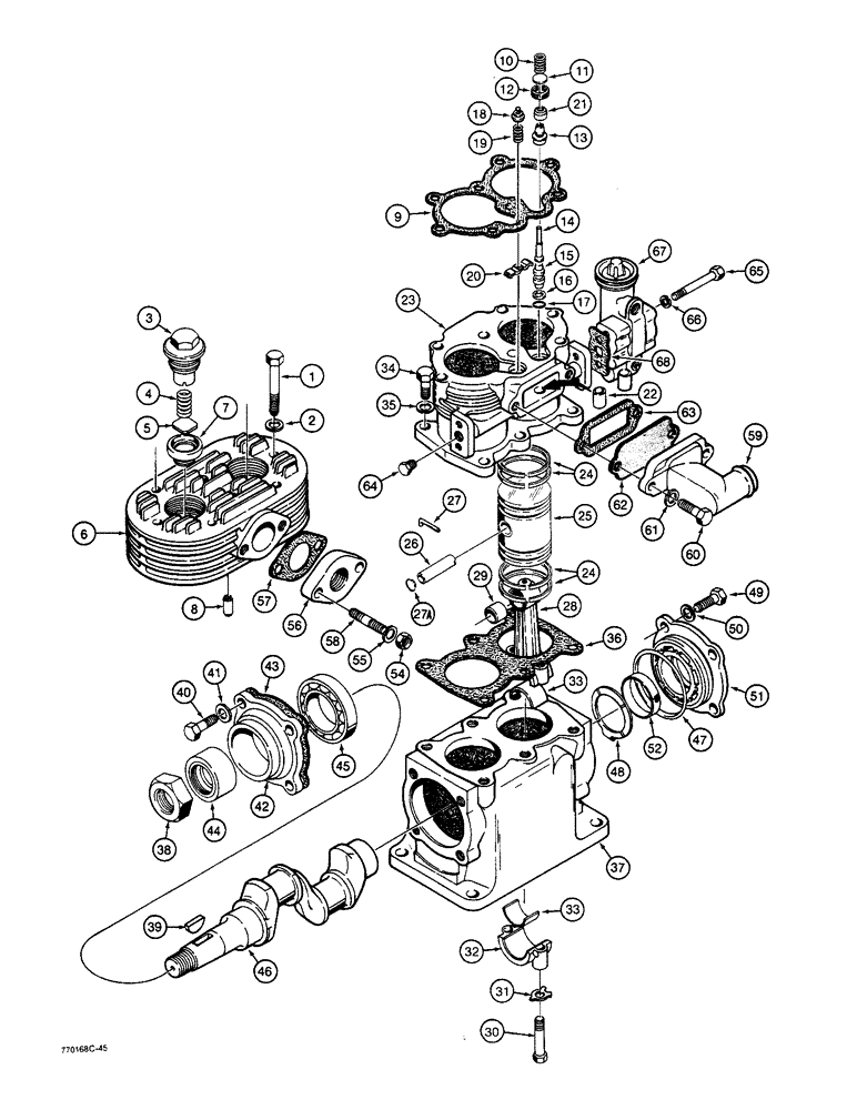 Схема запчастей Case W36 - (7-324) - L17683 AIR COMPRESSOR - CAST IRON BLOCK (07) - BRAKES