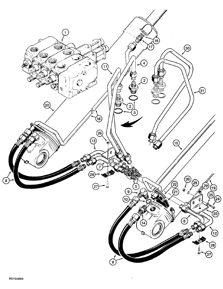 Схема запчастей Case W36 - (8-394) - LOADER LIFT HYDRAULIC CIRCUIT (08) - HYDRAULICS