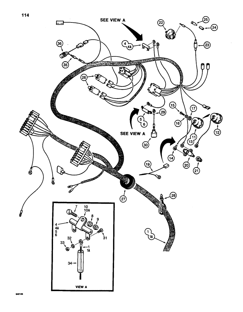 Схема запчастей Case W24C - (114) - ELECTRICAL SYSTEM, FRONT HARNESS TO INSTRUMENT PANELS (04) - ELECTRICAL SYSTEMS