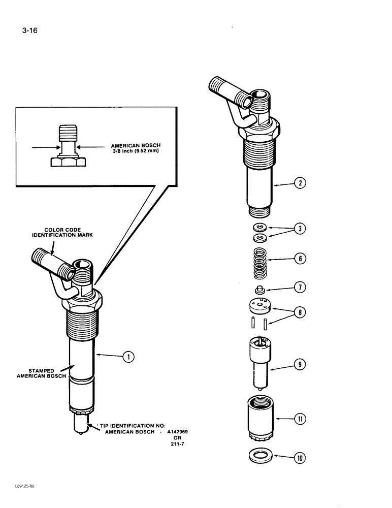 Схема запчастей Case W30 - (3-16) - FUEL INJECTOR NOZZLE, 504BDT ENGINE, RED COLOR CODE IDENTIFICATION (03) - FUEL SYSTEM