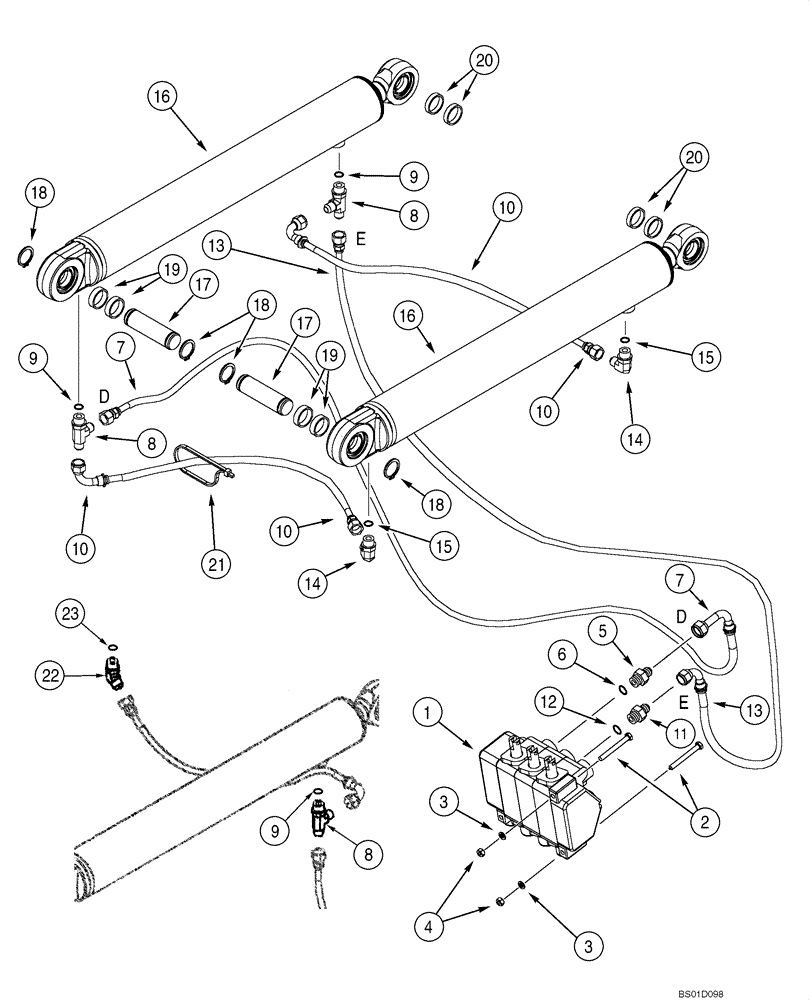 Схема запчастей Case 585G - (08-04) - HYDRAULICS - FORKLIFT TILT (08) - HYDRAULICS
