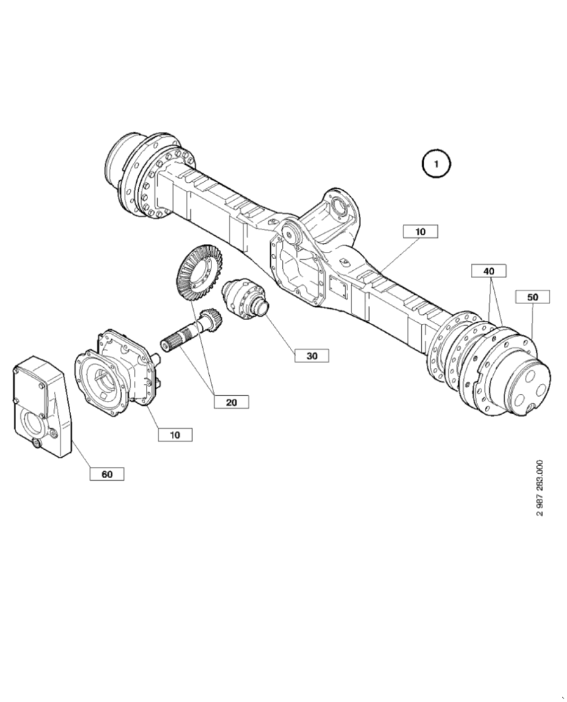 Схема запчастей Case 121E - (02.024[2988874000]) - SWING AXLE STANDARD (27) - REAR AXLE SYSTEM