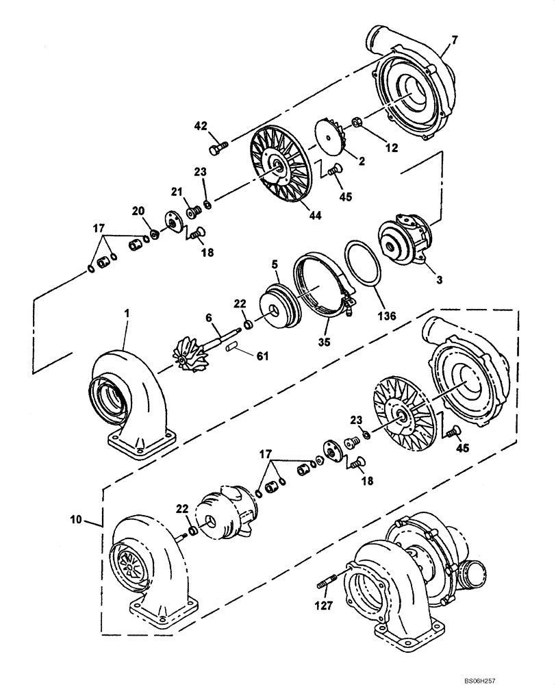 Схема запчастей Case CX210N - (02-10A) - TURBOCHARGER (02) - ENGINE