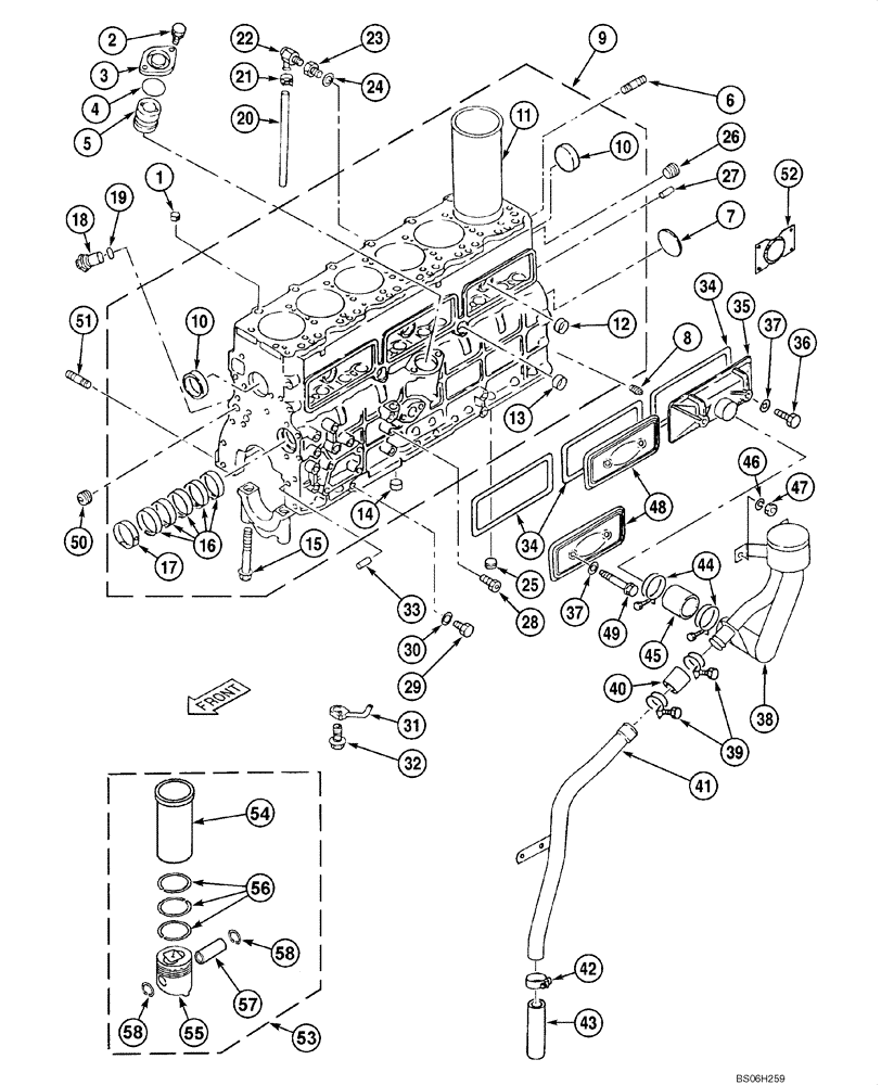 Схема запчастей Case CX210N - (02-16) - CYLINDER BLOCK (02) - ENGINE