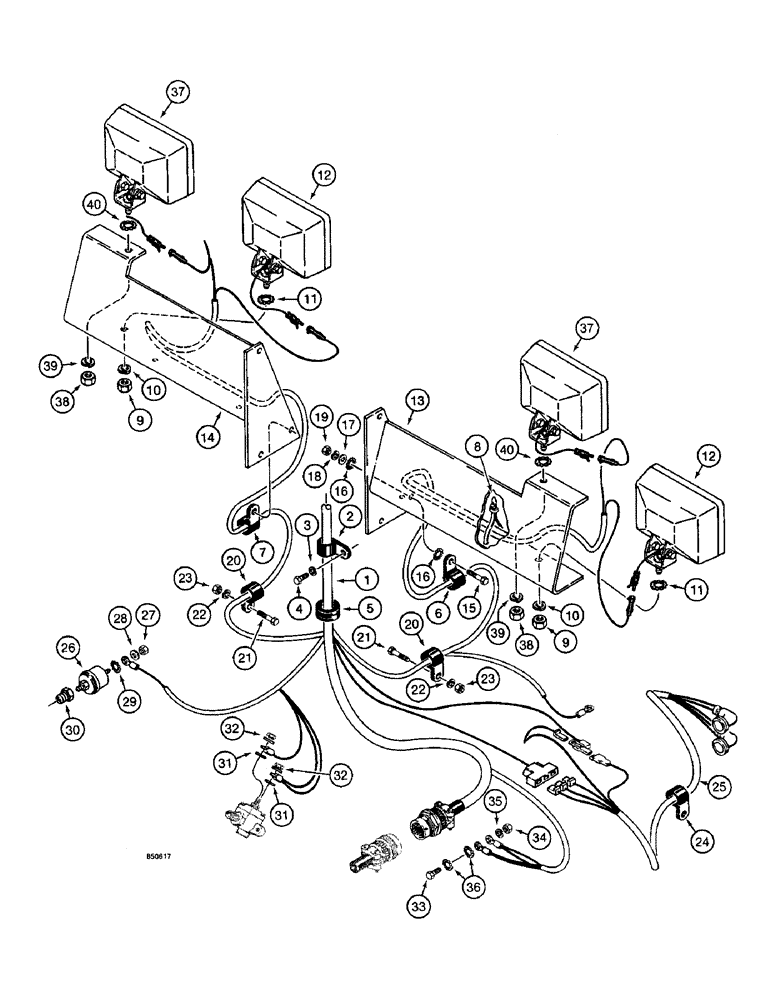 Схема запчастей Case W14 - (158) - ELECTRICAL SYSTEM, FRONT HARNESS TO FLOOD LAMPS, USED ON PIN 9154965 AND AFTER (04) - ELECTRICAL SYSTEMS