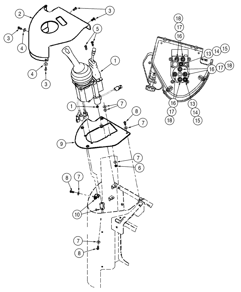 Схема запчастей Case 621D - (08-33) - HYDRAULICS - LOADER CONTROL, REMOTE, DUAL LEVER WITH THREE SPOOL VALVE (08) - HYDRAULICS