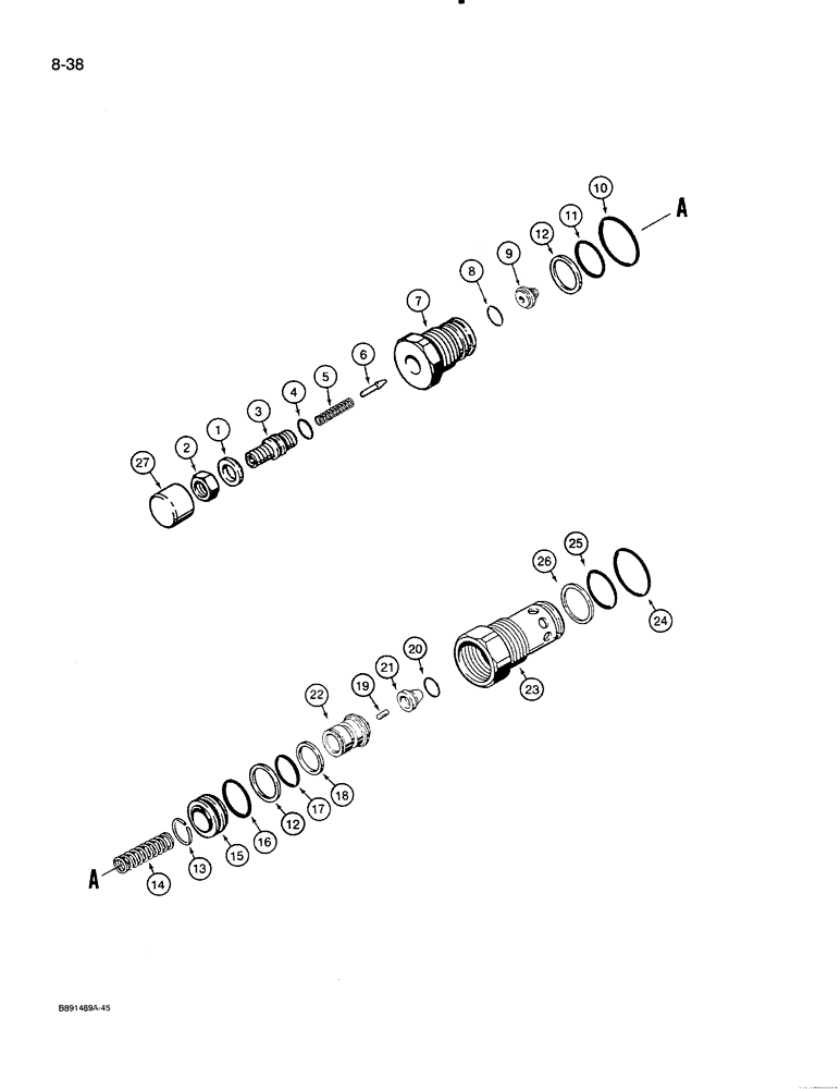 Схема запчастей Case 821 - (8-038) - CIRCUIT RELIEF AND ANTICAVITATION VALVE - S300877 (08) - HYDRAULICS