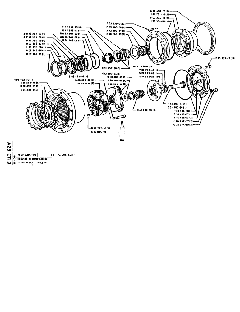 Схема запчастей Case 90BCL - (097) - TRAVEL REDUCTION GEAR (04) - UNDERCARRIAGE