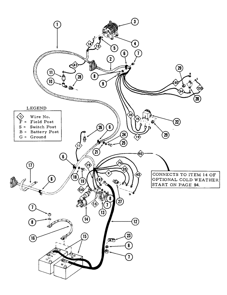 Схема запчастей Case 880 - (080) - 12 VOLT ENGINE ELECTRICAL SYSTEM, (USED ON UNITS WITH S.N. 6200000 THRU 6200236) (06) - ELECTRICAL SYSTEMS
