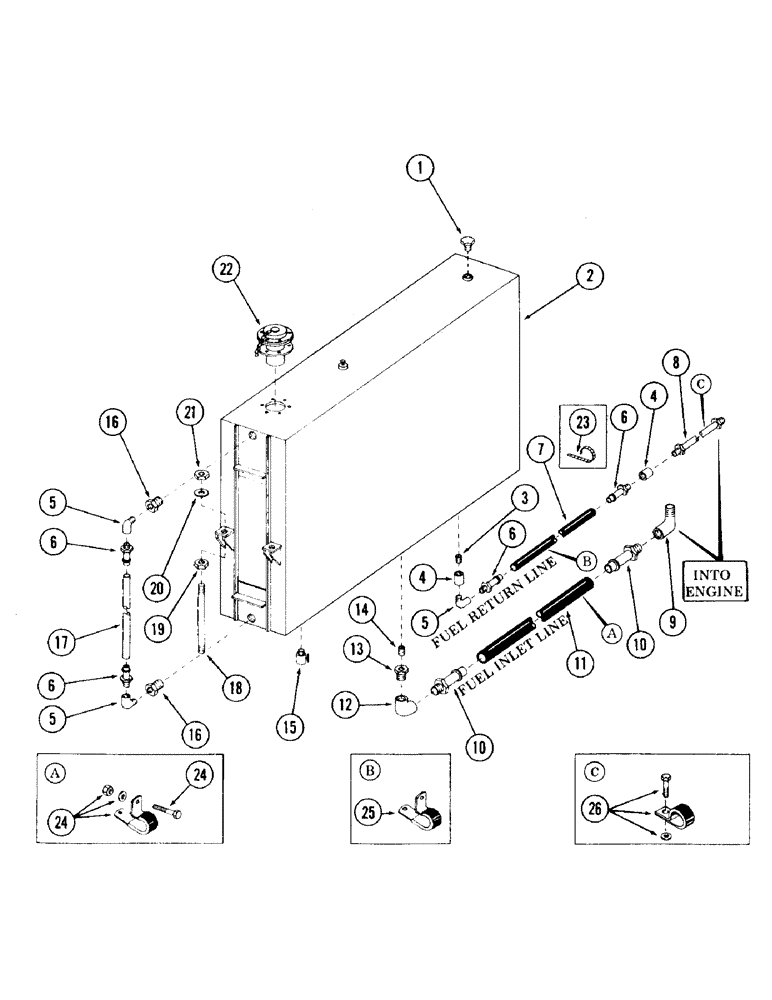 Схема запчастей Case 120 - (047) - FUEL TANK AND LINES (10) - ENGINE