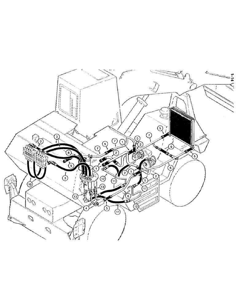 Схема запчастей Case 1085C - (1-14) - PICTORIAL INDEX, MAIN HYDRAULICS (00) - PICTORIAL INDEX