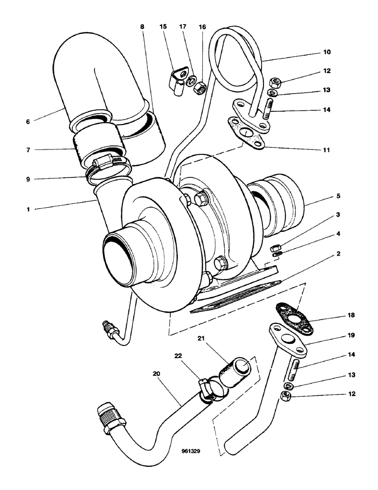 Схема запчастей Case 580G - (42) - TURBOCHARGER (10) - ENGINE