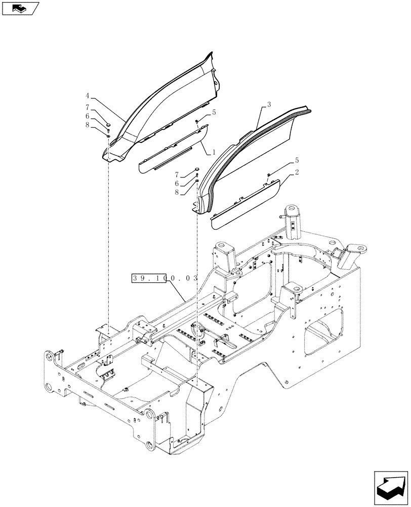 Схема запчастей Case 921F - (90.116.02) - REAR WHEEL WELL FENDERS AND FENDER GUARDS (90) - PLATFORM, CAB, BODYWORK AND DECALS
