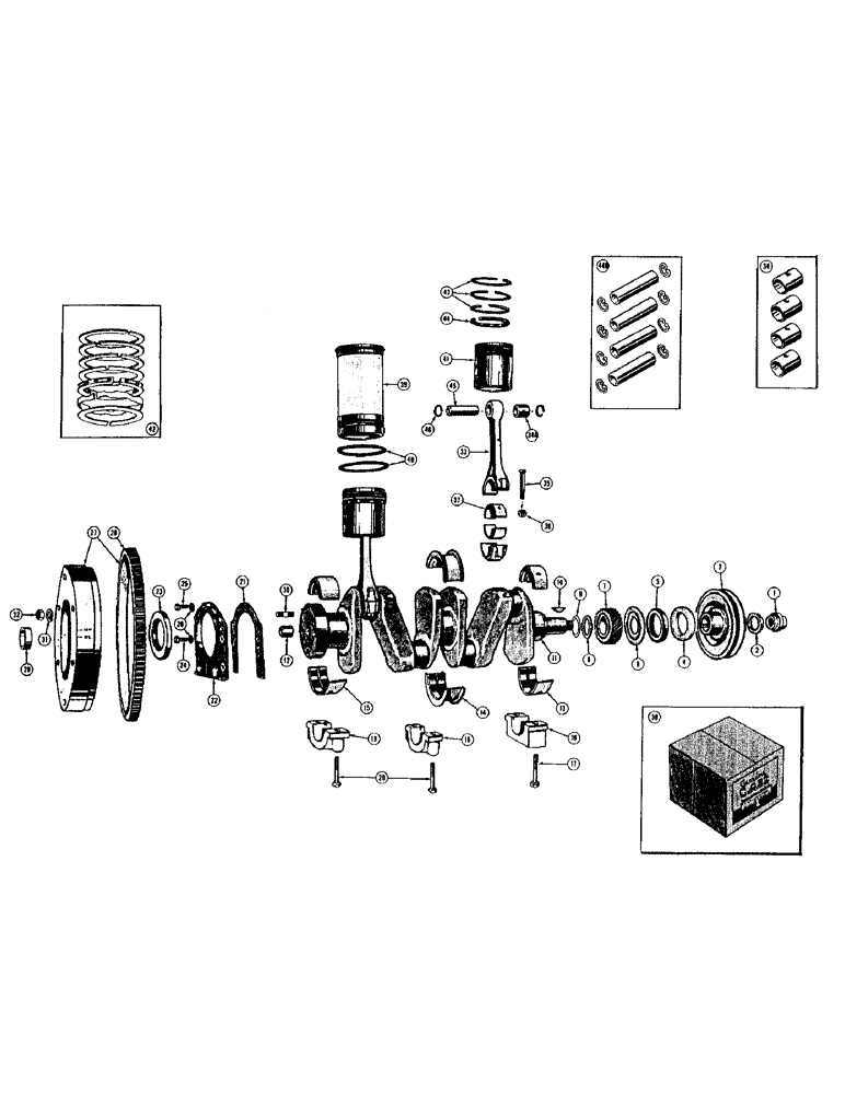 Схема запчастей Case 420C - (014) - FLYWHEEL, CRANKSHAFT, AND PISTONS - GAS (01) - ENGINE