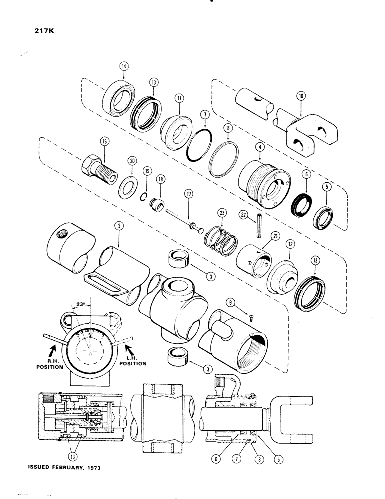 Схема запчастей Case 1150 - (217K) - G34044 AND G34045 DOZER LIFT CYLINDERS, 3-1/2" DIA. CYLINDER (07) - HYDRAULIC SYSTEM