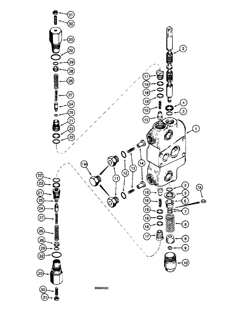 Схема запчастей Case 570LXT - (8-098) - BACKHOE CONTROL VALVE, DIPPER SECTION (08) - HYDRAULICS