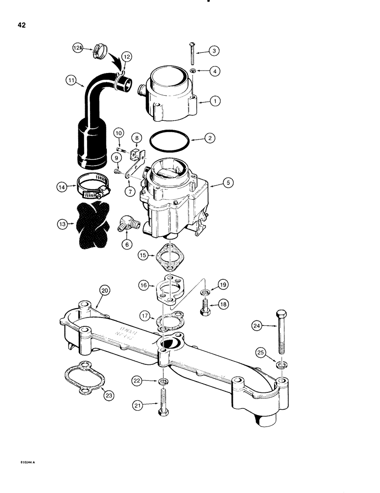 Схема запчастей Case 1816C - (042) - CARBURETOR MOUNTING AND INTAKE MANIFOLD (03) - FUEL SYSTEM