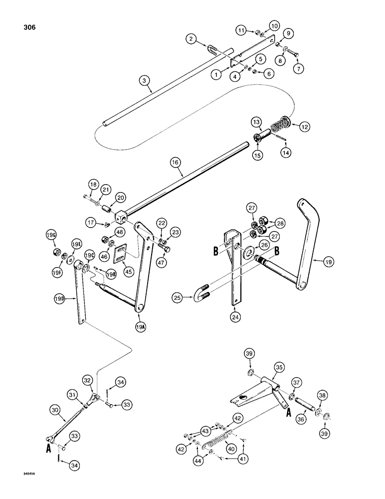 Схема запчастей Case 680H - (306) - LOADER CONTROL, ANTI-ROLLBACK PARTS (09) - CHASSIS/ATTACHMENTS