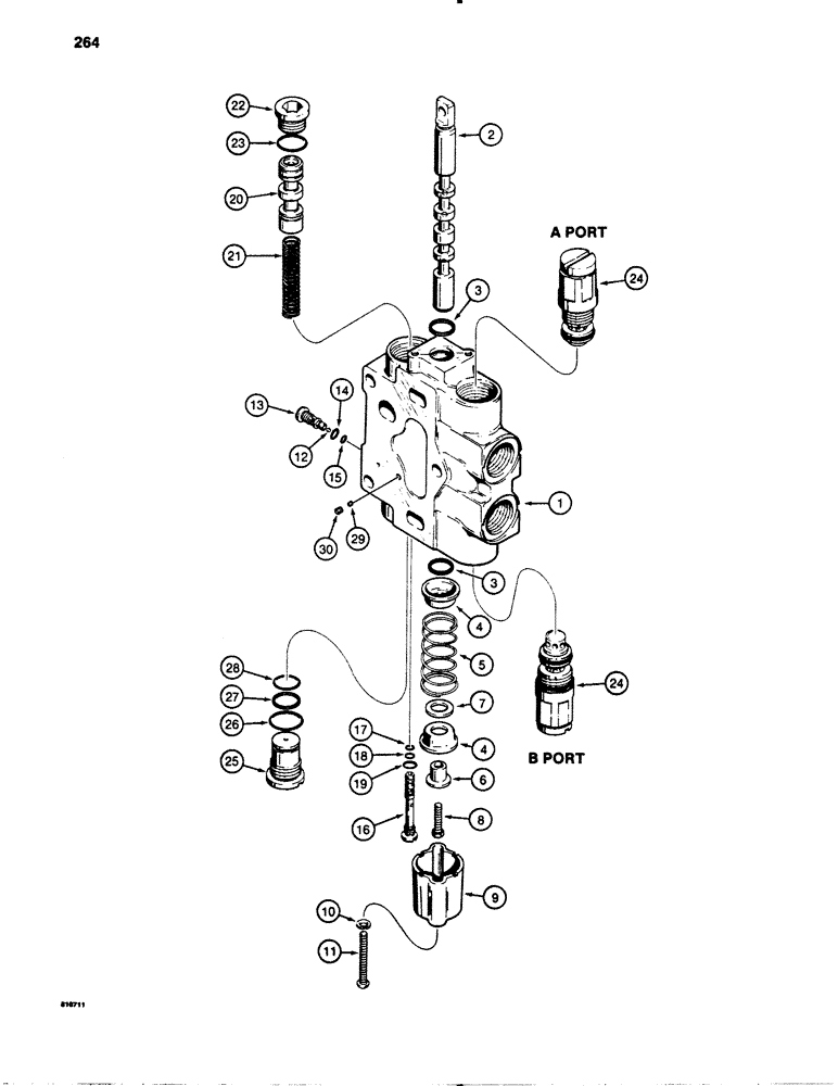 Схема запчастей Case 780B - (264) - BACKHOE CONTROL VALVE, SWING SECTION (08) - HYDRAULICS
