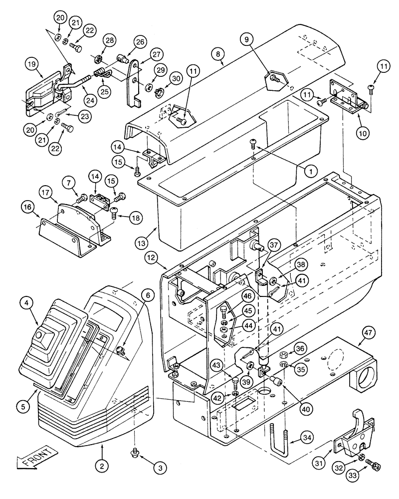 Схема запчастей Case 9020 - (9-22) - LEFT-HAND CONTROL CONSOLE AND LINKAGE, COVER TO PLATFORM (09) - CHASSIS