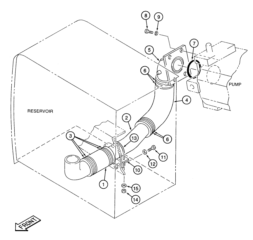 Схема запчастей Case 9050B - (8-006) - RESERVOIR TO PUMP SUCTION LINE (08) - HYDRAULICS