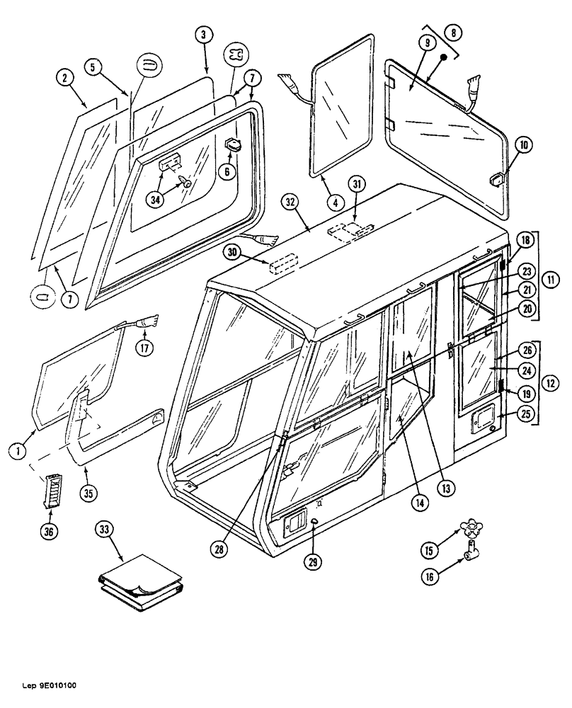Схема запчастей Case 688B - (98) - CAB TRIM AND GLASS (05) - UPPERSTRUCTURE CHASSIS
