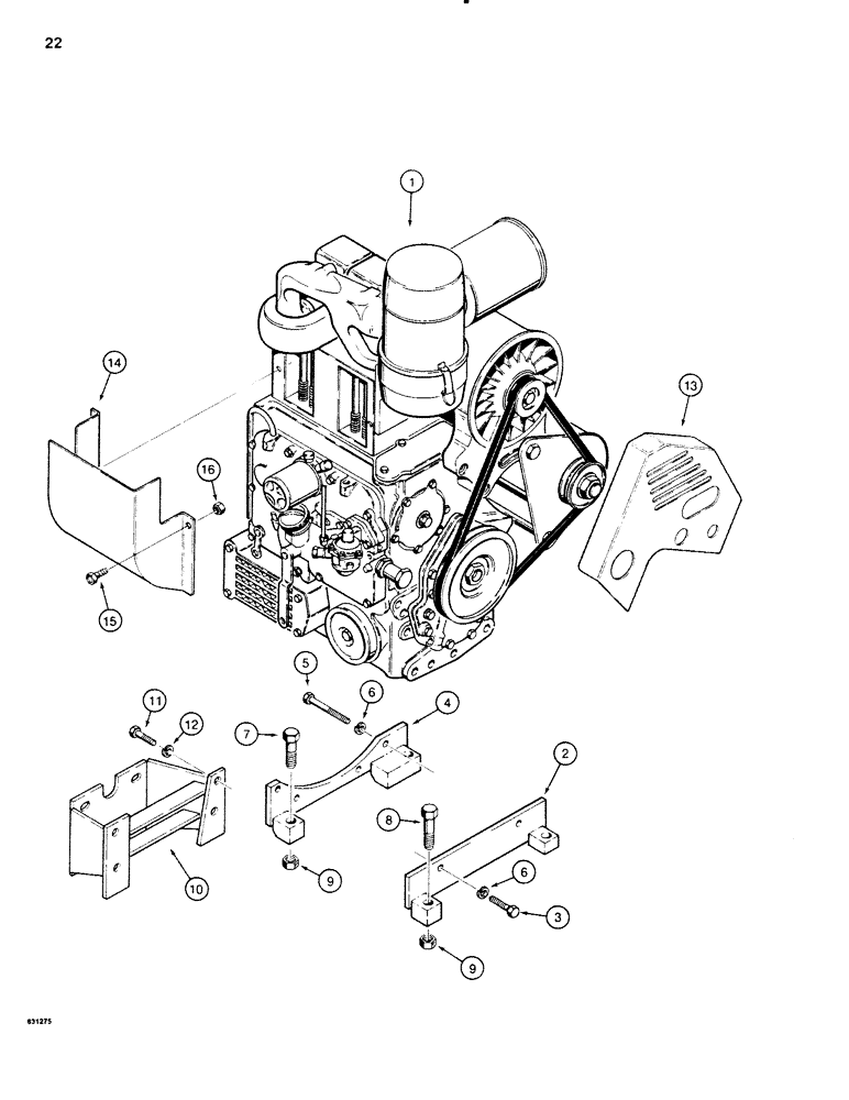Схема запчастей Case P60 - (022) - ENGINE MOUNTING, DEUTZ DIESEL (10) - ENGINE