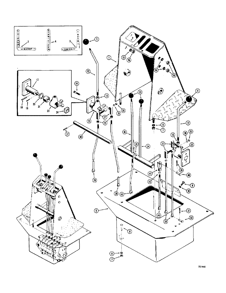 Схема запчастей Case 34 - (028) - TWIN LEVER BACKHOE CONTROL 