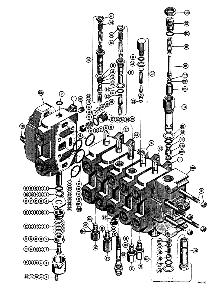 Схема запчастей Case 32 - (28) - BACKHOE HYDRAULIC CONTROL VALVE 