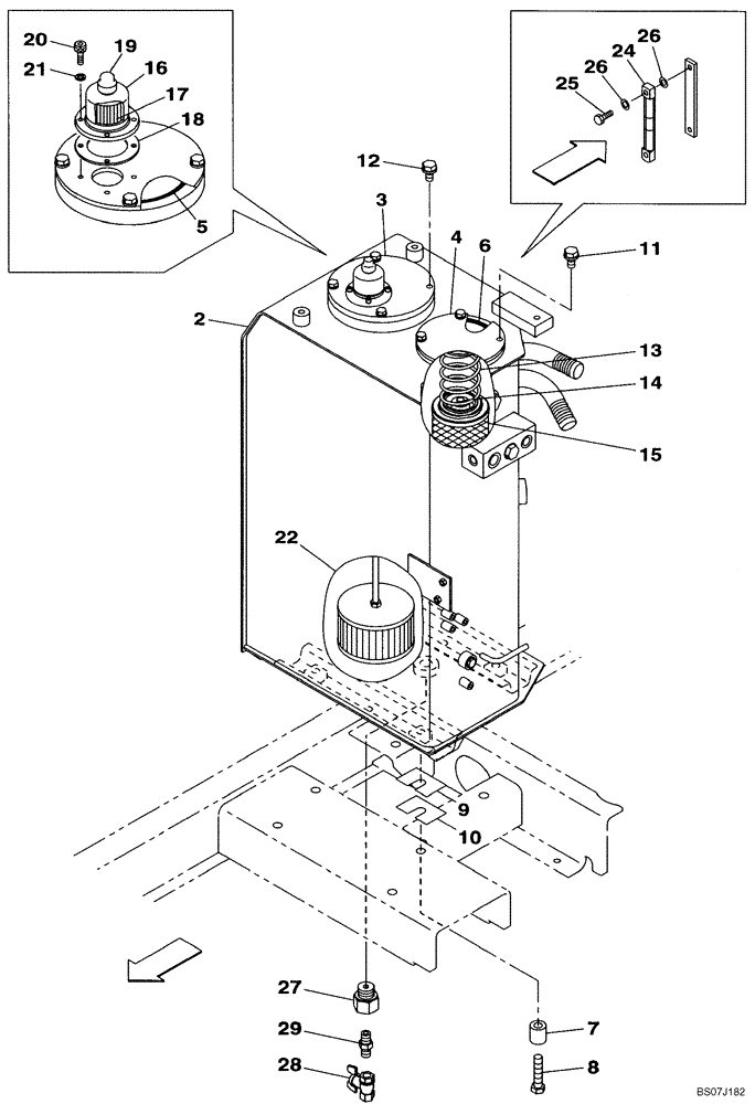 Схема запчастей Case CX130B - (08-01) - HYDRAULIC RESERVOIR (08) - HYDRAULICS