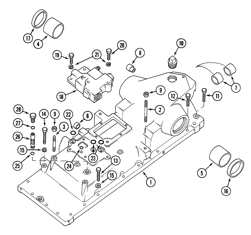 Схема запчастей Case 380B - (8-28) - DRAFT CONTROL - HYDRAULIC HOUSING (08) - HYDRAULICS