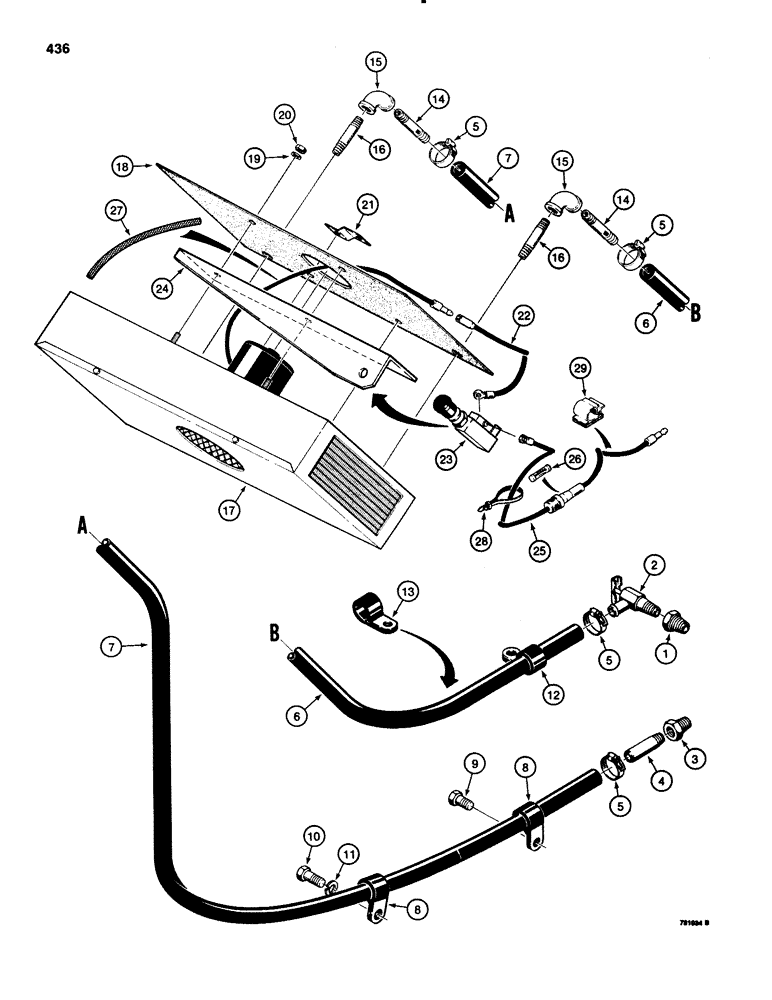 Схема запчастей Case 1150C - (436) - NON-PRESSURIZED CAB, HEATER CIRCUIT (09) - CHASSIS/ATTACHMENTS