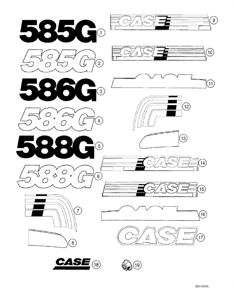 Схема запчастей Case 585G - (09-31) - DECALS (09) - CHASSIS