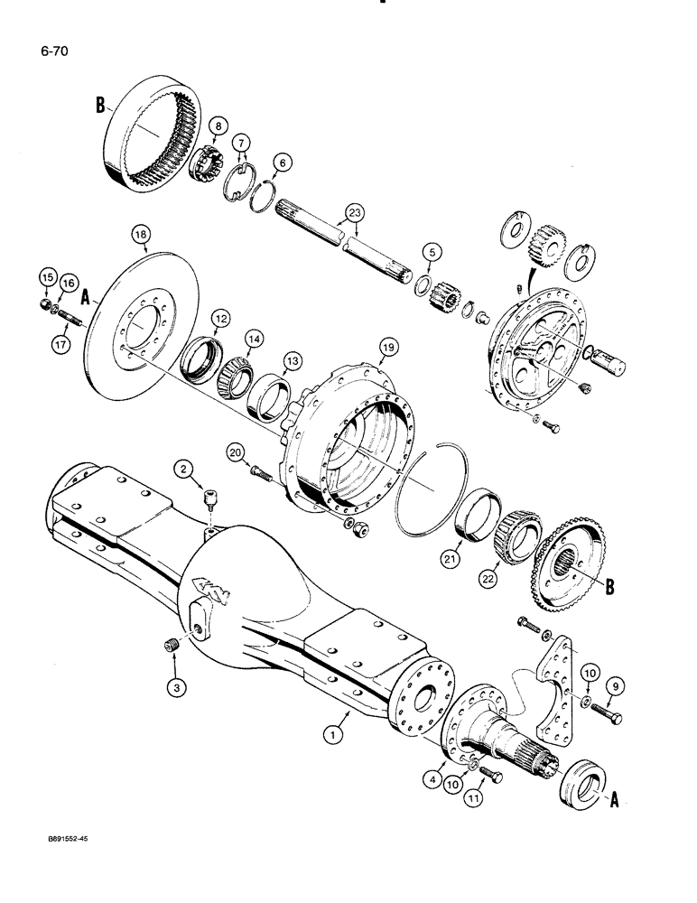 Схема запчастей Case 821 - (6-070) - AXLE HOUSING AND PLANETARY (06) - POWER TRAIN