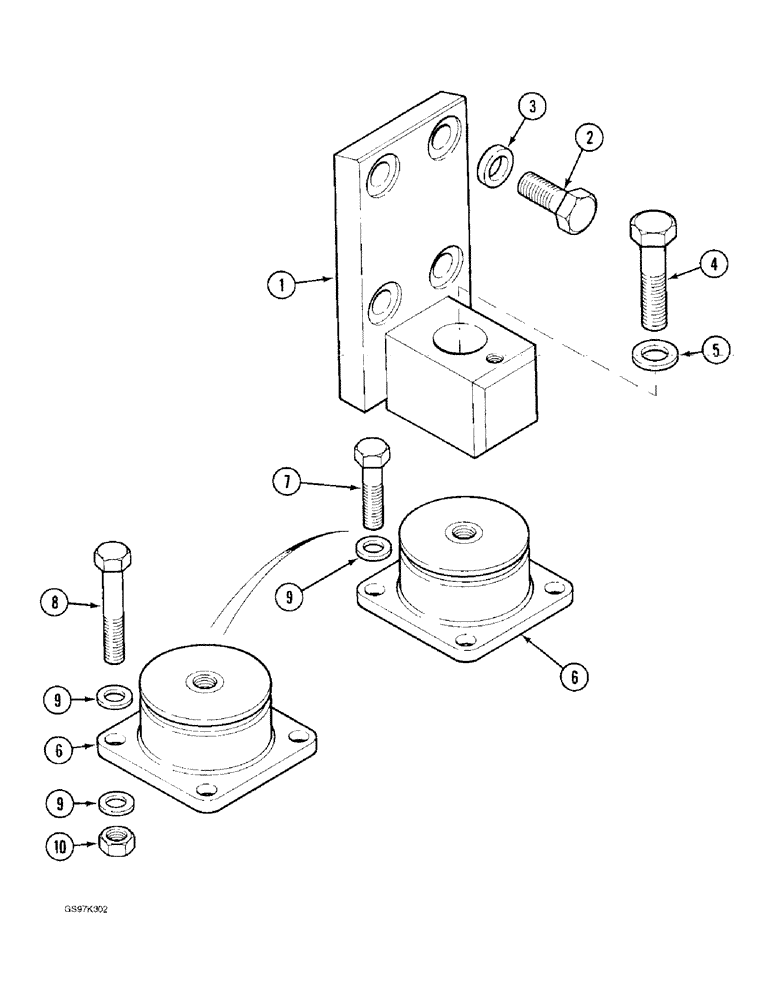 Схема запчастей Case 170C - (2-6) - ENGINE MOUNTING PARTS (02) - ENGINE