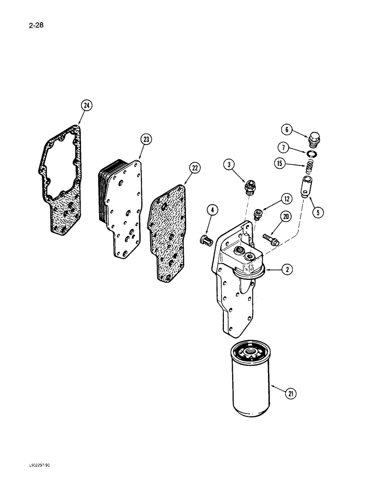 Схема запчастей Case 1085C - (2-28) - OIL FILTER AND COOLER, 6T-590 ENGINE (02) - ENGINE