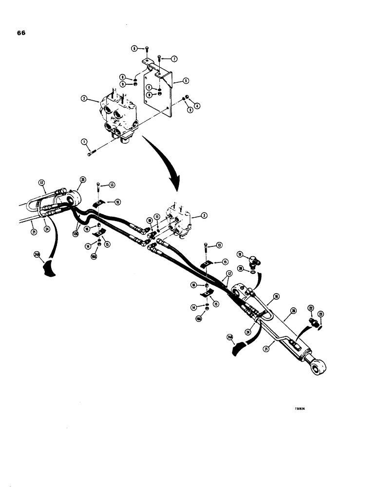 Схема запчастей Case 35 - (066) - STABILIZER CYLINDER HYDS, COMMERCIAL - CROSS VALVES USED ON MDLS W/ BACKHOE SN BEF 5219901 
