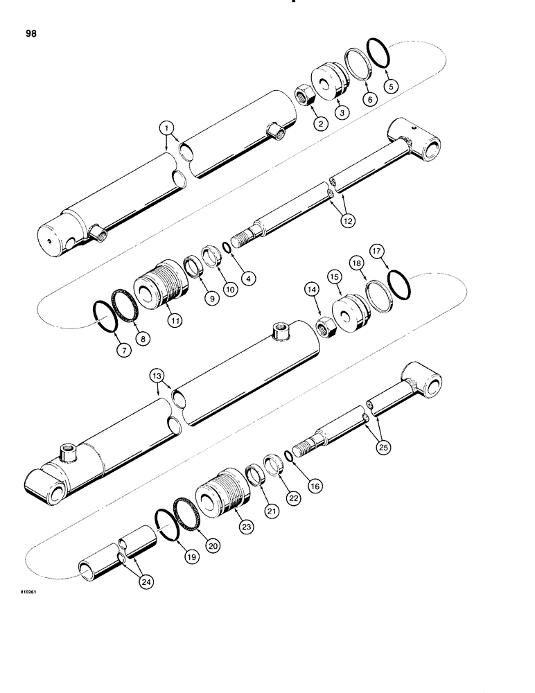 Схема запчастей Case 1816C - (098) - D123996 LOADER BUCKET CYLINDER, D123992 LOADER LIFT CYLINDER (08) - HYDRAULICS