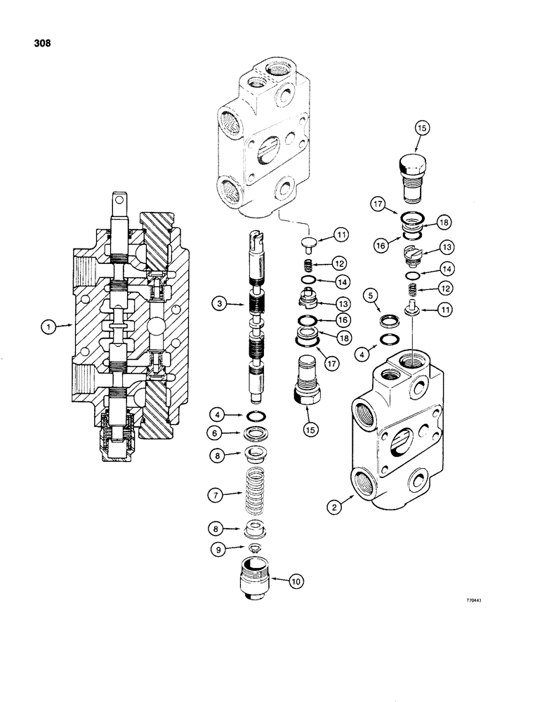 Схема запчастей Case 480C - (308) - BACKHOE CONTROL VALVE, STABILIZER SECTION (35) - HYDRAULIC SYSTEMS