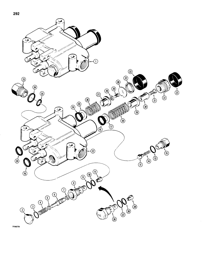 Схема запчастей Case 480C - (292) - GRESEN LOADER CONTROL VALVE, USED ON MODELS WITH DUAL CONTROL LEVERS (35) - HYDRAULIC SYSTEMS
